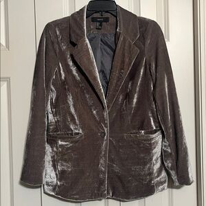 Forever 21 Metallic Silver Velour Blazer Jacket Holidays Y2K Women's Whimsy S